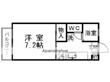 イースト18(1K/2階)の間取り写真