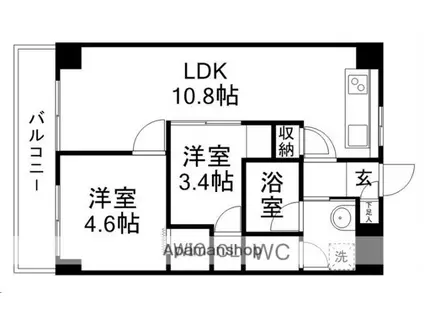オンディーヌ(2DK/6階)の間取り写真