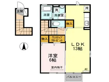 レジデンスOKURA A(1LDK/2階)の間取り写真