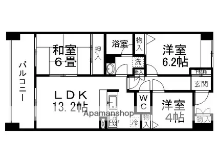 ガーデンスクエア泉(3LDK/1階)の間取り写真