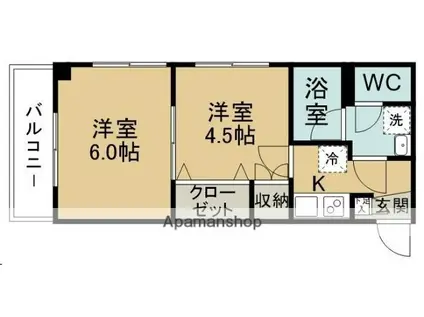 エルメリン(2K/1階)の間取り写真