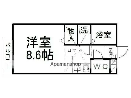 ビューテラス桜ケ丘(ワンルーム/2階)の間取り写真