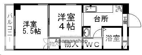 ピースフル泉13(2K/5階)の間取り写真