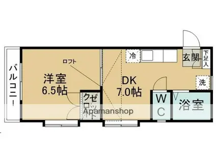 黒松ヒルズ(1DK/2階)の間取り写真