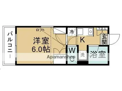 ベルトピア仙台8(1K/2階)の間取り写真