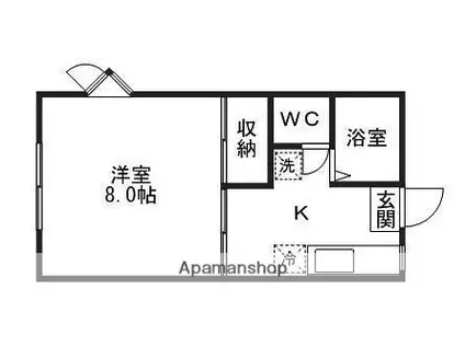 ラセーヌ黒松(1K/1階)の間取り写真