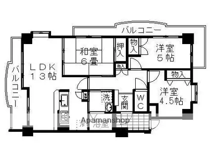 アルコイリス双葉ケ丘弐番館(3LDK/3階)の間取り写真