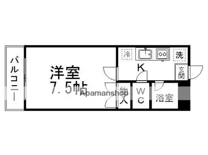 ケイオーハイツ(1K/3階)の間取り写真