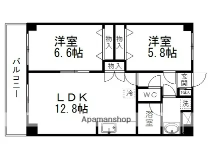ルノアール(2LDK/1階)の間取り写真