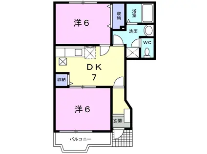 クレストールZEN(2DK/1階)の間取り写真