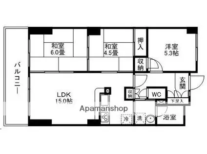 グランドスクエア台原(3LDK/3階)の間取り写真