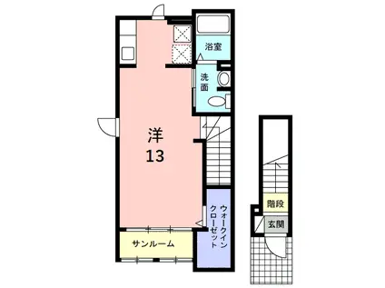 グラース・K(ワンルーム/2階)の間取り写真