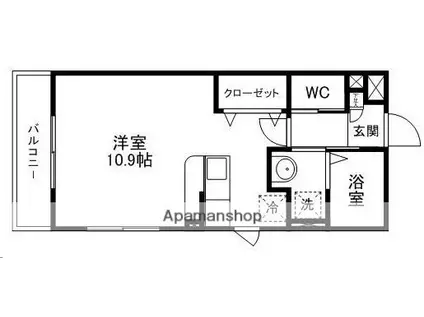 タウンコート八乙女(ワンルーム/1階)の間取り写真