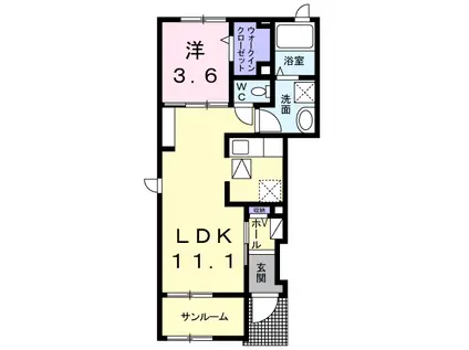 グレイス コートⅢ(1LDK/1階)の間取り写真