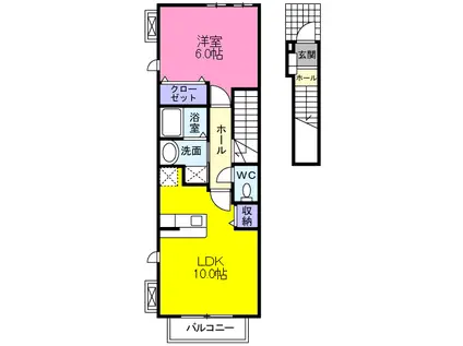 ガーデンハウス・TY(1LDK/2階)の間取り写真