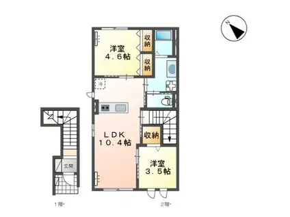 ルナ・ピエーナⅡ(2LDK/2階)の間取り写真