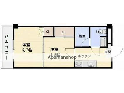 クレールコート(2K/3階)の間取り写真