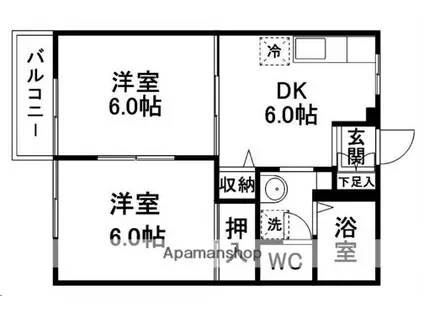 ダイヤハイツ水の森(2DK/1階)の間取り写真