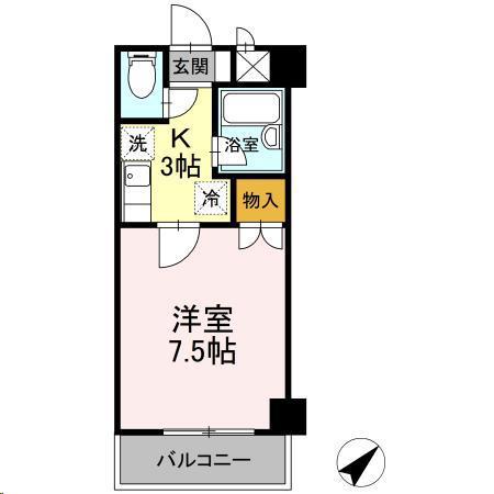 ネオシティー長町(1K/2階)の間取り写真