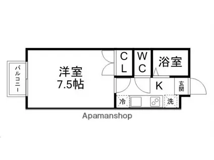 ズーリングⅠ番館(1K/2階)の間取り写真