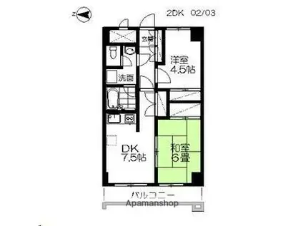 ロイヤルヒルズ柳生Ⅰ(2DK/5階)の間取り写真