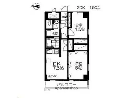 ロイヤルヒルズ柳生Ⅰ(2DK/5階)の間取り写真