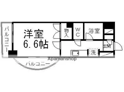 ロイヤルヒルズ柳生Ⅲ(1K/5階)の間取り写真