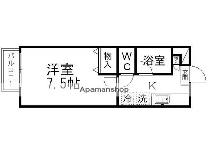 ピースフル黒松(1K/2階)の間取り写真