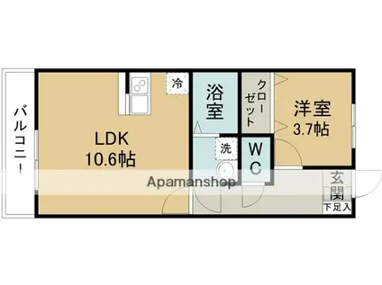 ラフィネ黒松(1LDK/2階)の間取り写真