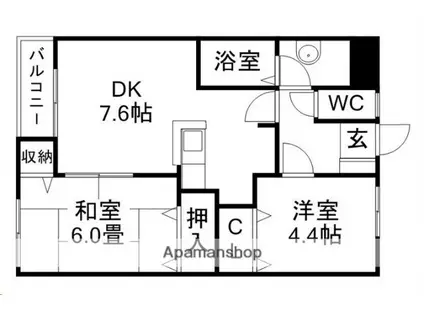 シャトゥK・TⅢ(2DK/2階)の間取り写真