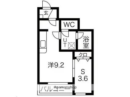 アイワスクエア(1K/1階)の間取り写真