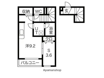 アイワスクエア(1K/2階)の間取り写真