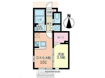 ベル・ドミール新田(1DK/1階)の間取り写真