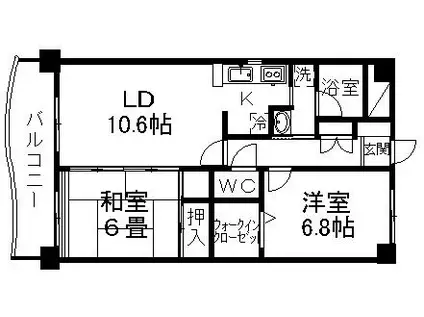グランウィング(2LDK/2階)の間取り写真