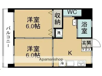 丸栄黒松コーポ(2K/4階)の間取り写真