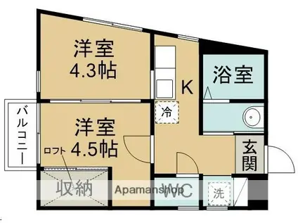 CCDブルックリン(2K/2階)の間取り写真