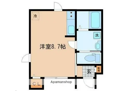 エクシア中江(ワンルーム/1階)の間取り写真