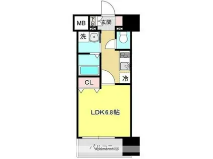 APPLEみやぎの(1K/9階)の間取り写真