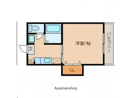 ジョイフル荒町(1K/3階)の間取り写真