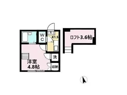 ビューコート小田原(1K/2階)の間取り写真