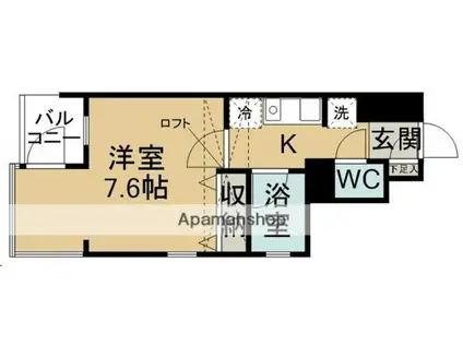 ロイヤルヒルズ赤坂(1K/4階)の間取り写真