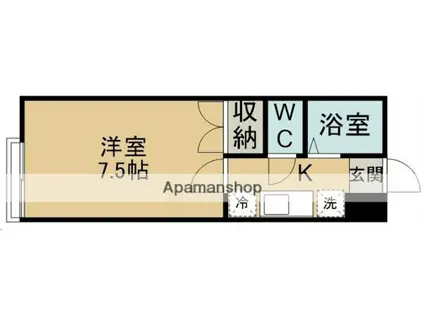 アタゴドミトリー八乙女2B棟(1K/2階)の間取り写真