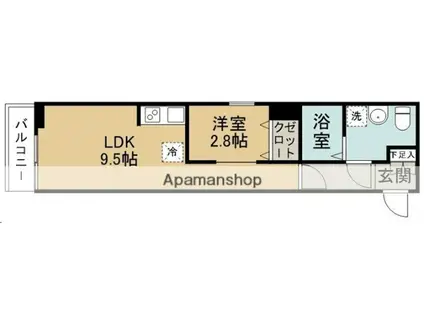 メリディアン・ナオミ(1LDK/3階)の間取り写真