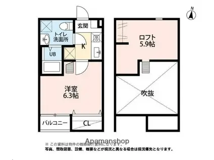 シャンテスクエア新田(1K/2階)の間取り写真