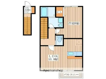 リベルテ栗生(1LDK/2階)の間取り写真