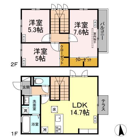 RAY NORTH EAST LIBRARY B棟(3LDK)の間取り写真