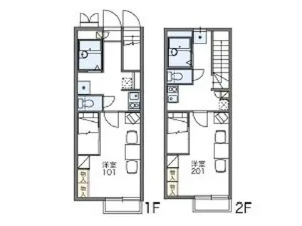 レオパレスフェリーチェ(1K/2階)の間取り写真