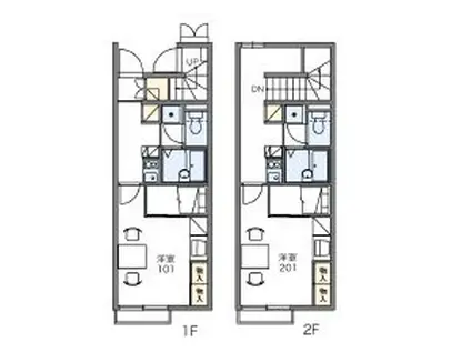 レオパレスアヤシ ハイツ Ⅰ(1K/2階)の間取り写真