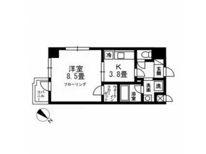 ルミエール中ノ坂(1K/1階)の間取り写真