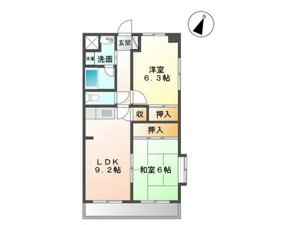 ステイブルシャトー(2LDK/2階)の間取り写真